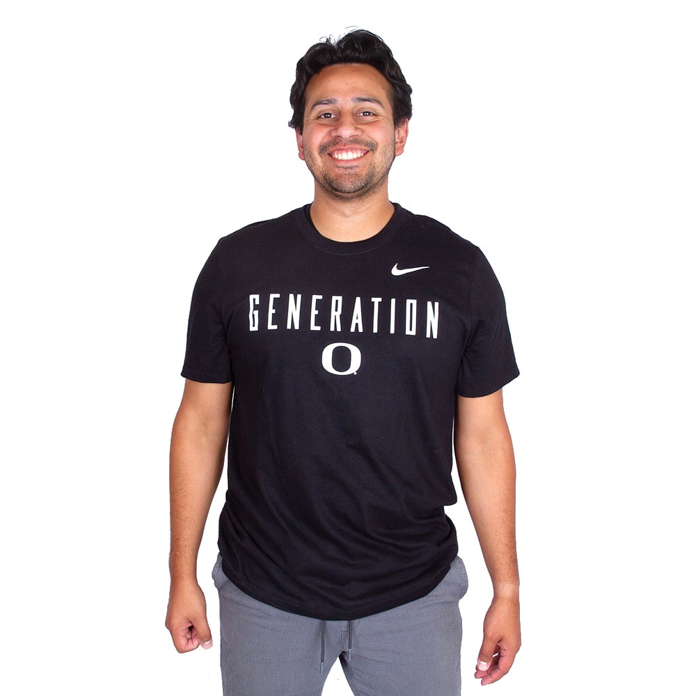 Classic Oregon O, Nike, Black, Crew Neck, Cotton, Men, Football, 155gm, React, 2024, Generation O, T-Shirt, 874943